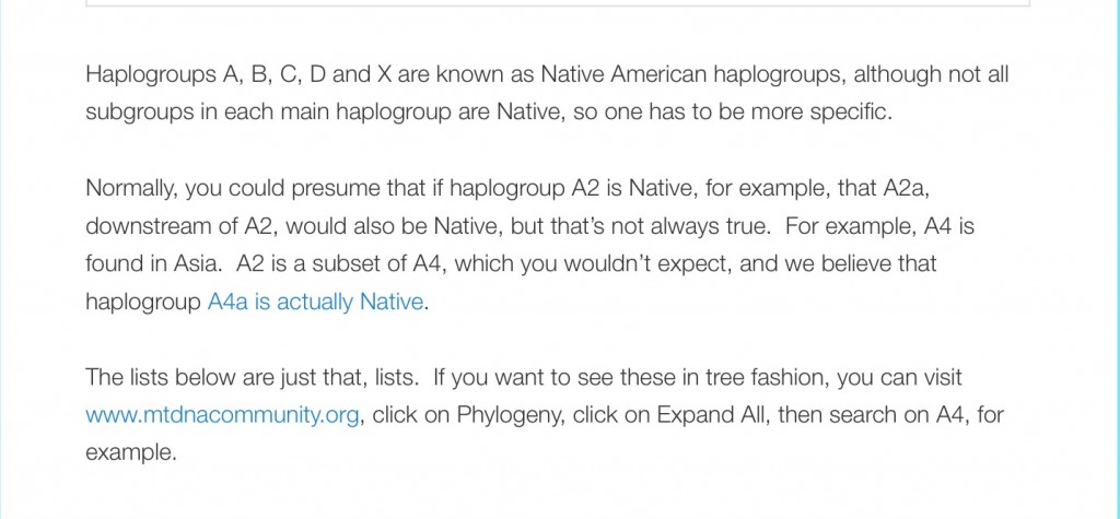 From: "Native American Mitochondrial Haplogroups, Roberta Estes, DNAeXplained-Genetic Genealogy, Sept. 18, 2014