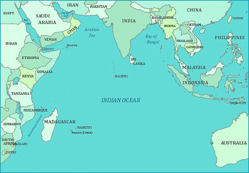 Map of Indian Ocean Countries